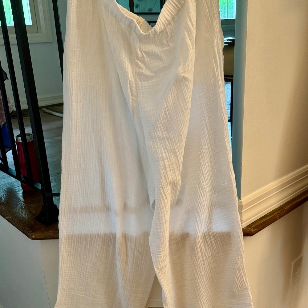 Eileen Fisher white cotton gauze pants new